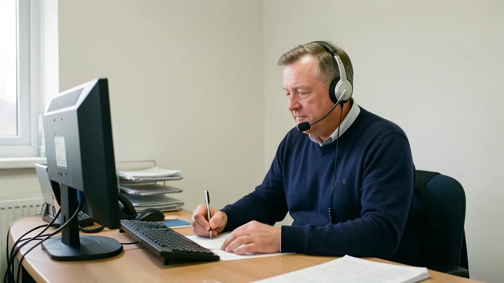 A supporting photograph of an experienced caller at work